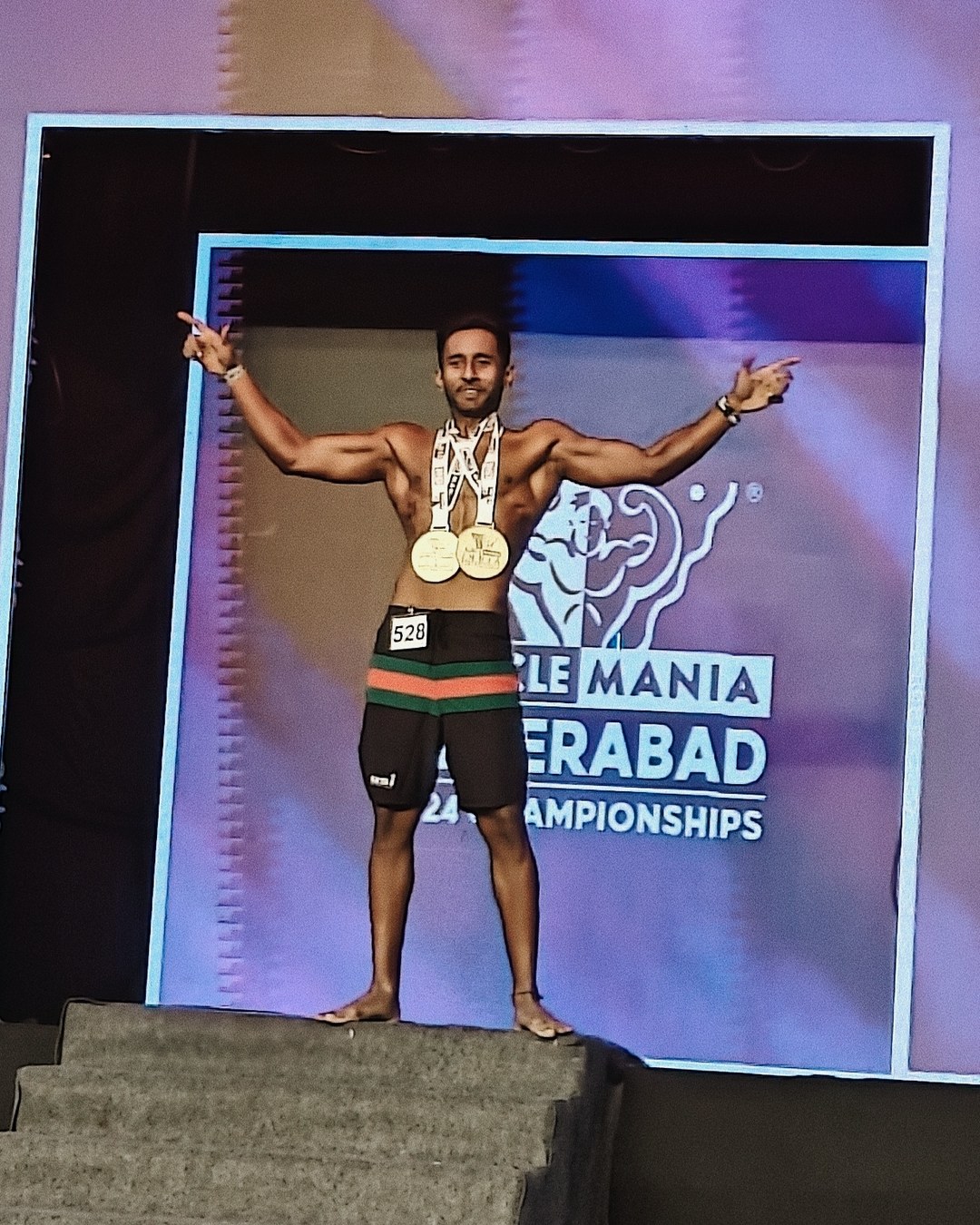 MuscleMania Hyderabad October 2024 podium win with two gold medals